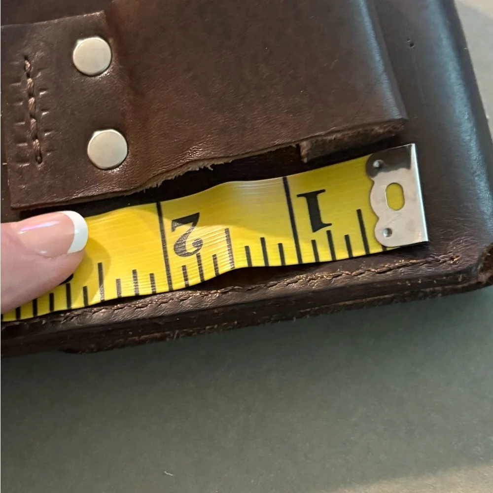Handcrafted Brown Leather Phone Case, metal hardware, pre-owned but not used.